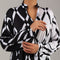 Black and White Monochrome Geometric Printed Dress