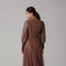 Rose Gold Shimmer Pleated Maxi Dress with Belt Detail