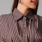 Brown Striped Pleated Shirt Dress