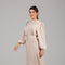Cream High-Neck Midi Dress with Soft Pleats