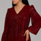 Burgundy Sequin Detail Modest Evening Dress 