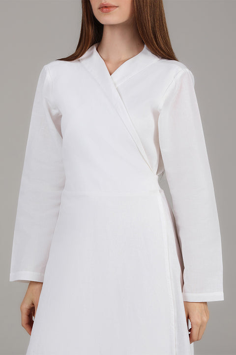 White Wrap-Style Maxi Dress