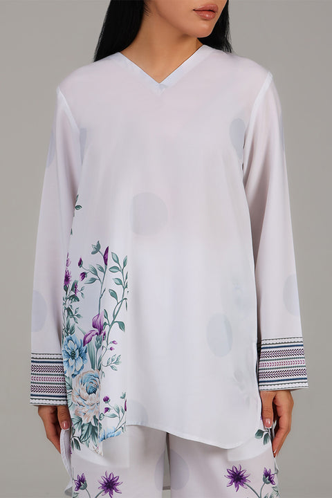 White Soft Floral Printed Co-ord Set