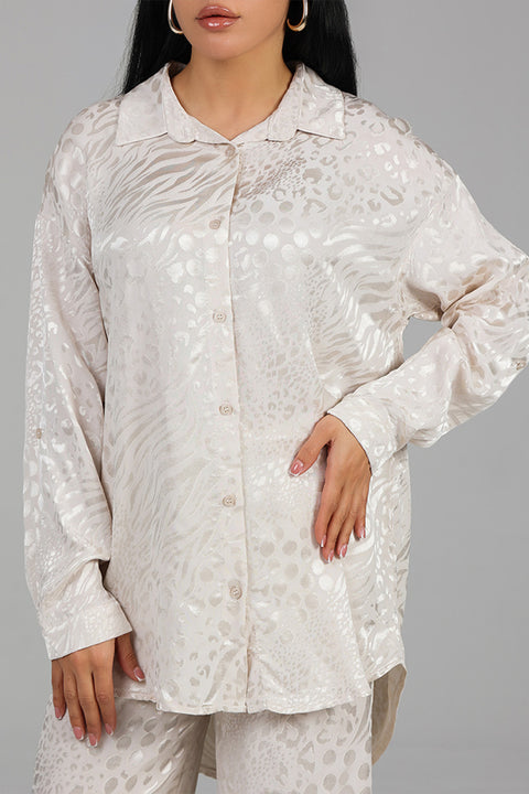 Beige Jacquard Co-Ord Set