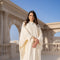 Cream Embellished Kaftan Gown