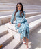 Aqua Green Embroidered Tiered Midi Dress