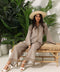 Beige Monochrome Stripe Co-ord Set