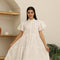 White Tiered Modest Dress