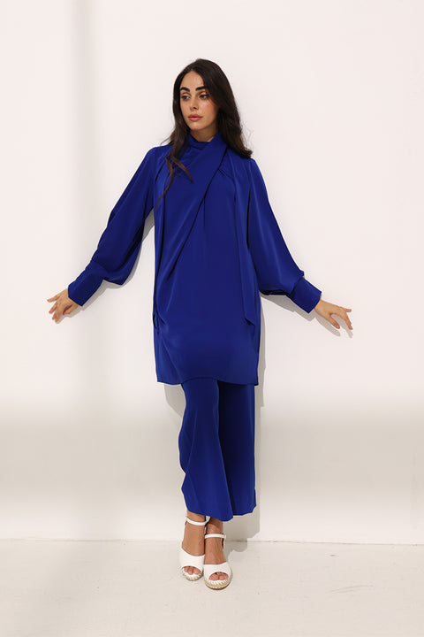 Blue Cobalt Draped Co-Ord Set