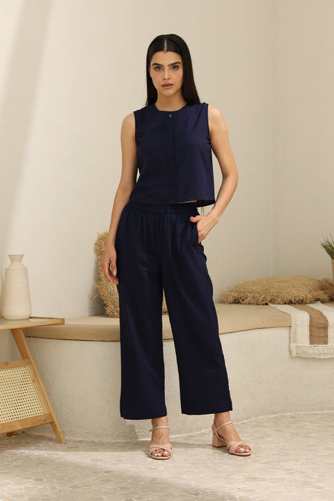 Navy Blue Sleeveless Co-Ord Set